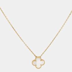 مملوكة مسبقًا Van Cleef & Arpels Vintage Alhambra Mother of Pearl 18k Yellow Gold Necklace