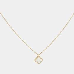 Pre Owned Van Cleef & Arpels Sweet Alhambra Mother of Pearl 18k Yellow Gold Necklace