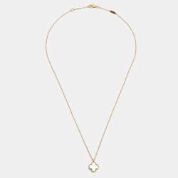 Pre Owned Van Cleef & Arpels Sweet Alhambra Mother of Pearl 18k Yellow Gold Necklace