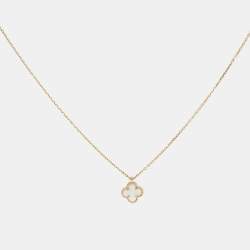 Pre Owned Van Cleef & Arpels Sweet Alhambra Mother of Pearl 18k Yellow Gold Necklace
