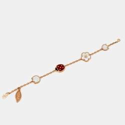 Pre Owned Van Cleef & Arpels Lucky Spring 5 Motif Multi Gemstone 18K Rose Gold Charm Bracelet