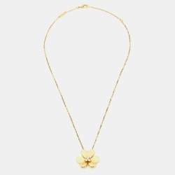 Pre Owned Van Cleef & Arpels Frivole Diamond 18K Yellow Gold Pendant Necklace