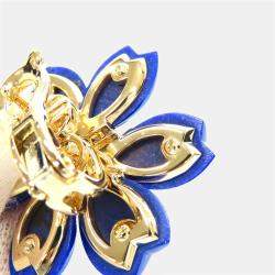 مملوكة مسبقًا Van Cleef & Arpels Rose De Noel 18K Yellow Gold Diamond Lapis Lazuli Earrings