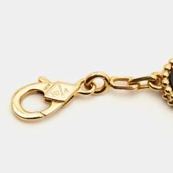 Pre Owned Van Cleef & Arpels Vintage Alhambra Onyx 18k Yellow Gold 5 Motif Station Bracelet