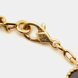 Pre Owned Van Cleef & Arpels Vintage Alhambra Onyx 18k Yellow Gold 5 Motif Station Bracelet