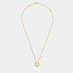 مملوكة مسبقًا Van Cleef & Arpels Vintage Alhambra Mother of Pearl 18K Yellow Gold Necklace