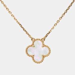 مملوكة مسبقًا Van Cleef & Arpels Vintage Alhambra Mother of Pearl 18K Yellow Gold Necklace