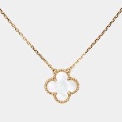 مملوكة مسبقًا Van Cleef & Arpels Vintage Alhambra Mother of Pearl 18K Yellow Gold Necklace