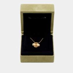 Pre Owned Van Cleef & Arpels Vintage Alhambra Guilloche 18k Yellow Gold Necklace