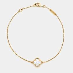 Pre Owned Van Cleef & Arpels Sweet Alhambra Mother of Pearl 18K Yellow Gold Bracelet
