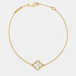 Pre Owned Van Cleef & Arpels Sweet Alhambra Mother of Pearl 18K Yellow Gold Bracelet