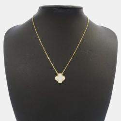 Pre Owned Van cleef & arpels 18k yellow gold vintage alhambra Mother of Pearl pendant necklace