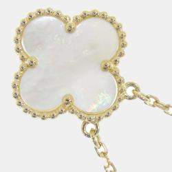 Pre Owned Van cleef & arpels 18k yellow gold vintage alhambra Mother of Pearl pendant necklace