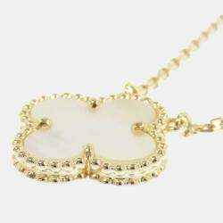 Pre Owned Van cleef & arpels 18k yellow gold vintage alhambra Mother of Pearl pendant necklace