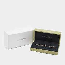 Pre Owned Van Cleef & Arpels Vintage Alhambra Onyx 18k Yellow Gold 5 Motif Bracelet