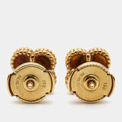 Pre Owned Van Cleef & Arpels Sweet Alhambra Mother of Pearl 18k Yellow Gold Earrings