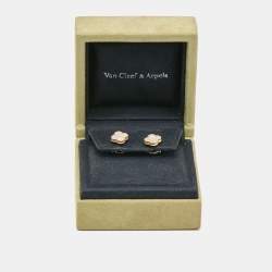 Pre Owned Van Cleef & Arpels Sweet Alhambra Mother of Pearl 18k Yellow Gold Earrings