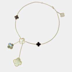مملوكة مسبقًا Van Cleef & Arpels 18K Yellow Gold Mother of Pearl Magic Alhambra 6 Motifs Necklace