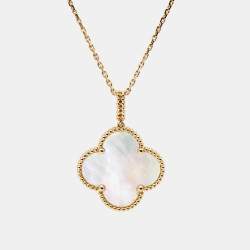 Pre Owned Van Cleef & Arpels Magic Alhambra Mother of Pearl 18k Yellow Gold Pendant Necklace