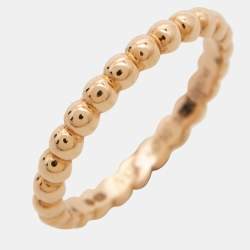 Pre Owned Van Cleef & Arpels Perlée 18k Rose Gold Medium Model Ring Size 55