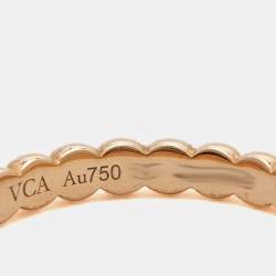 Pre Owned Van Cleef & Arpels Perlée 18k Rose Gold Medium Model Ring Size 55