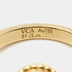 Pre Owned Van Cleef & Arpels Vintage Alhambra Tiger's Eye Diamond 18k Yellow Gold Ring Size 51