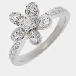 Van Cleef & Arpels 18K White Gold and Diamond Socrates Ring EU 48