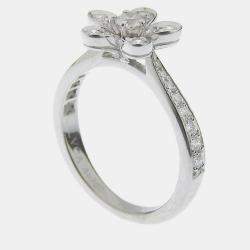 Van Cleef & Arpels 18K White Gold and Diamond Socrates Ring EU 48