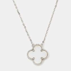 مملوكة مسبقًا Van Cleef & Arpels Vintage Alhambra Mother of Pearl 18k White Gold Pendant Necklace