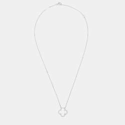 مملوكة مسبقًا Van Cleef & Arpels Vintage Alhambra Mother of Pearl 18k White Gold Pendant Necklace