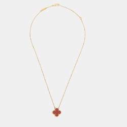 مملوكة مسبقًا Van Cleef & Arpels Vintage Alhambra Carnelian 18k Yellow Gold Necklace