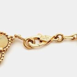 مملوكة مسبقًا Van Cleef & Arpels Vintage Alhambra Guilloché Diamond 18k Yellow Gold Bracelet