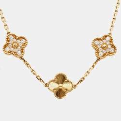 مملوكة مسبقًا Van Cleef & Arpels Vintage Alhambra Guilloché Diamond 18k Yellow Gold Bracelet