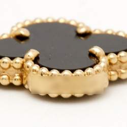 Van Cleef & Arpels Vintage Alhambra Onyx 18k Yellow Gold 5 Motif Station Bracelet