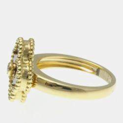 Van Cleef & Arpels 18K Yellow Gold, Diamond and Carnelian Vintage Alhambra Ring EU 53