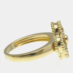 Van Cleef & Arpels 18K Yellow Gold, Diamond and Carnelian Vintage Alhambra Ring EU 53