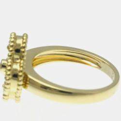 Van Cleef & Arpels 18K Yellow Gold, Diamond and Carnelian Vintage Alhambra Ring EU 53
