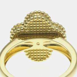 Van Cleef & Arpels 18K Yellow Gold, Diamond and Carnelian Vintage Alhambra Ring EU 53