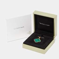 Pre Owned Van Cleef & Arpels Magic Alhambra Malachite 18k Yellow Gold Long Necklace 