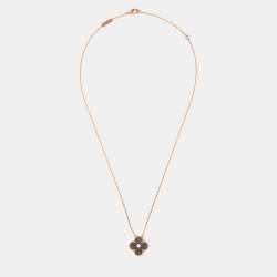 Van Cleef & Arpels Vintage Alhambra 2023 Holiday Limited Obsidian Diamond 18k Rose Gold Necklace
