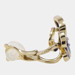 Van Cleef & Arpels 18K Yellow Gold, Diamond and Lapis Lazuli Two Butterfly Stud Earrings