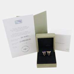 Van Cleef & Arpels 18K Yellow Gold, Diamond and Lapis Lazuli Two Butterfly Stud Earrings
