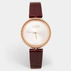 Van Cleef & Arpels Mother Of Pearl 18K Rose Gold Alligator Leather VCARPBMN00 Women's Wristwatch 30 mm