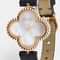 Van Cleef & Arpels Mother of Pearl 18k Rose Gold Alligator Sweet Alhambra VCARO8SF00 22.70 x 22.70 mm