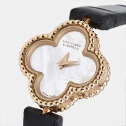 Van Cleef & Arpels Mother of Pearl 18k Rose Gold Alligator Sweet Alhambra VCARO8SF00 22.70 x 22.70 mm