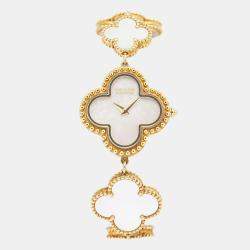 Van Cleef & Arpels White 18K Yellow Gold Alhambra VCARO40T00 Women's Wristwatch 26mm