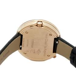 Van Cleef & Arpels White 18k Rose Gold Leather Charms HH67618 Women's Wristwatch 25 mm