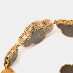 Van Cleef & Arpels Mother Of Pearl 18K Yellow Gold Vintage Alhambra 136674 Women's Bracelet Watch 26 mm