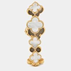 Van Cleef & Arpels Mother Of Pearl 18K Yellow Gold Vintage Alhambra 136674 Women's Bracelet Watch 26 mm