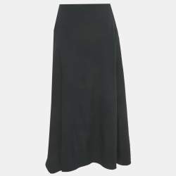 Pre Owned Vanessa Bruno Black Crepe Asymmetric Midi Skirt S 